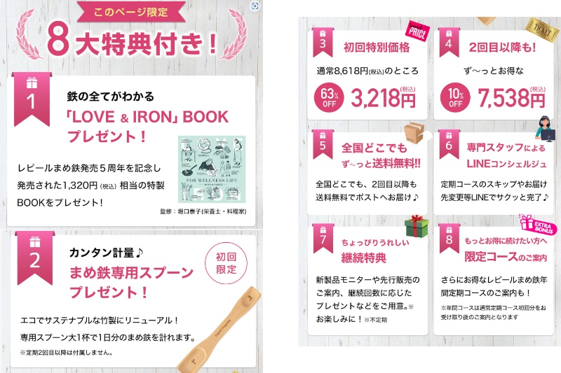 レピールまめ鉄の初回限定キャンペーン8大特典